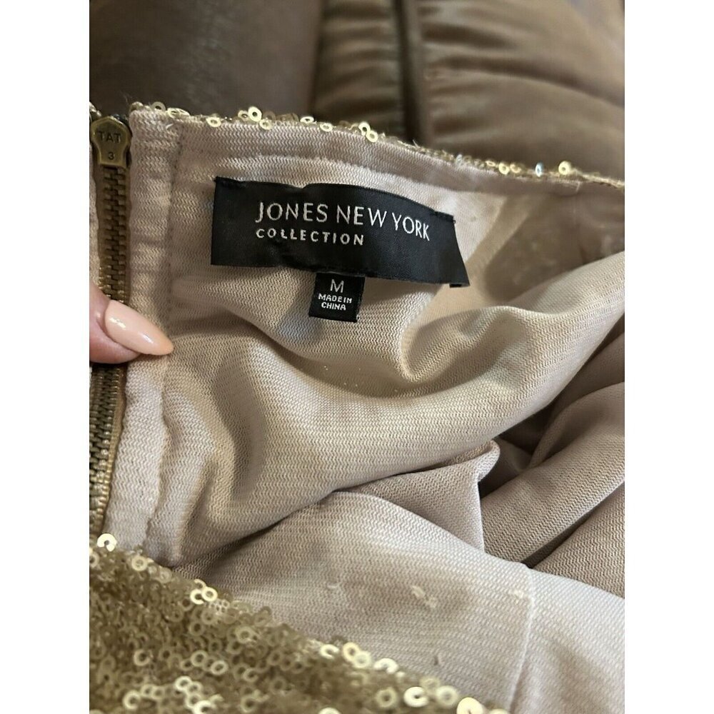 Jones New York Collection Gold Glitter Long Sleeve Womens Size Medium - Picture 5 of 7